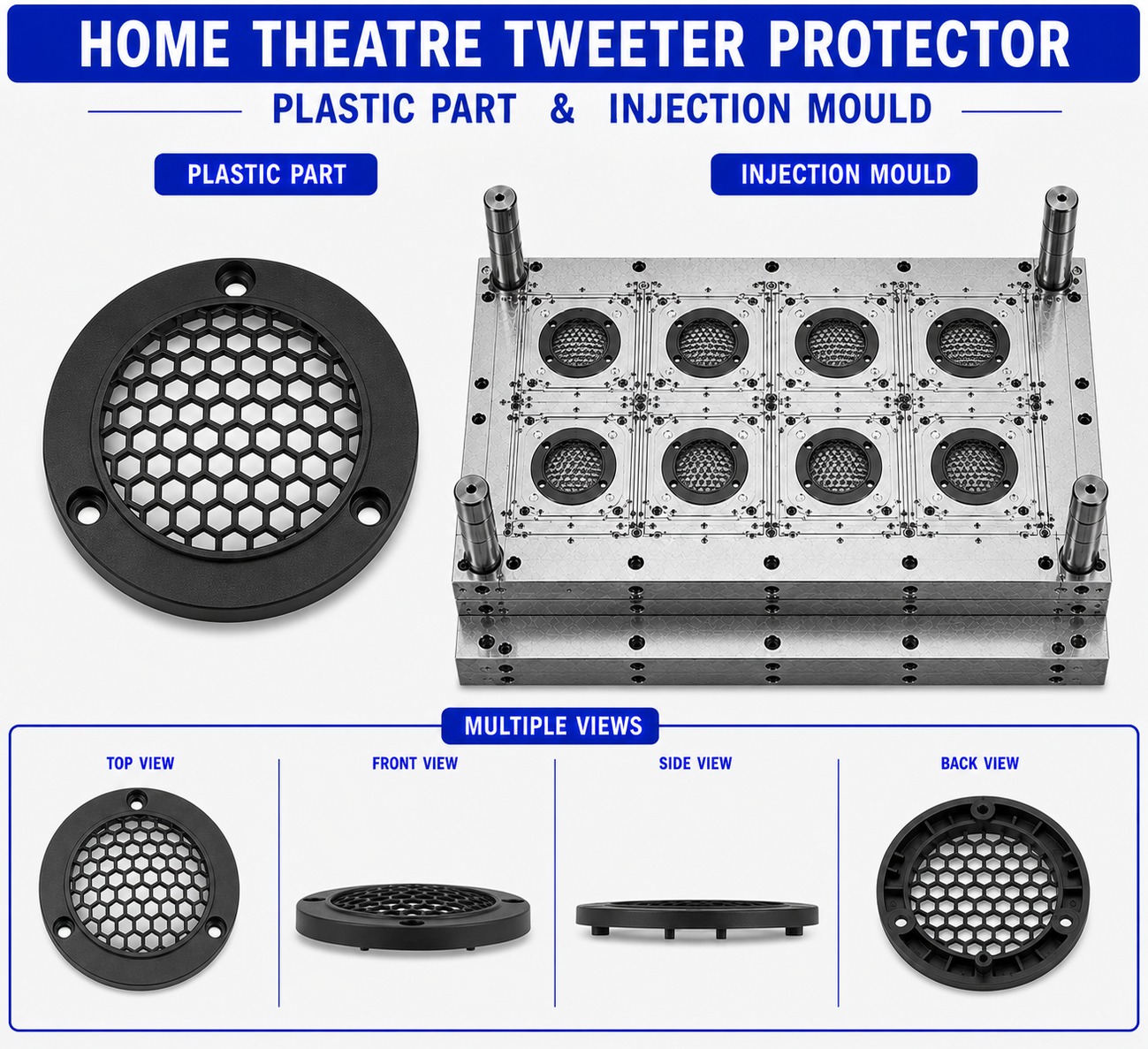 Home Theatre Plastic Tweeter Protector Mould and Moulding Service